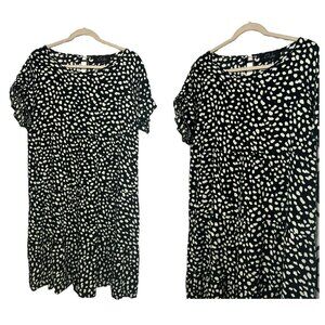 Cori Lane Ladies Polka Dot Black White Short Sleeve Scoop Neck Dress SZ XL